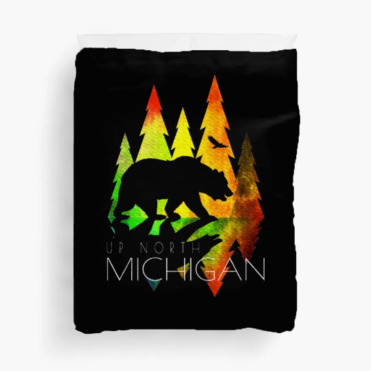 Michigan Stylish Up North Colorful Bear Michigan Duvet Covers
