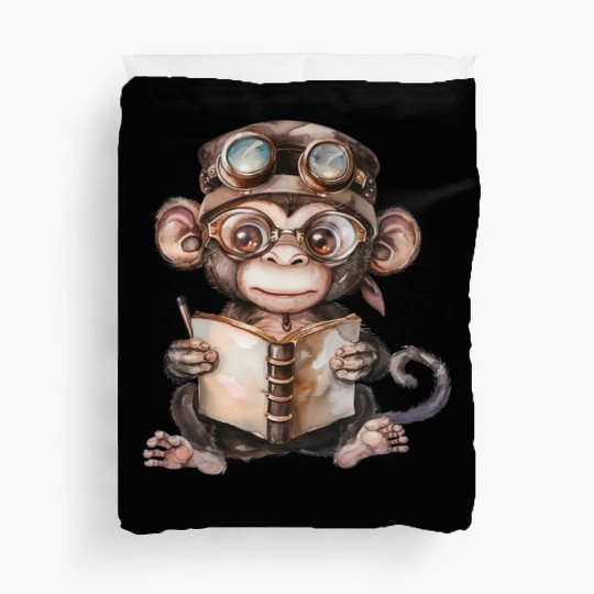 Watercolor Cute Reading Animals, Reading Animal Duvet Covers