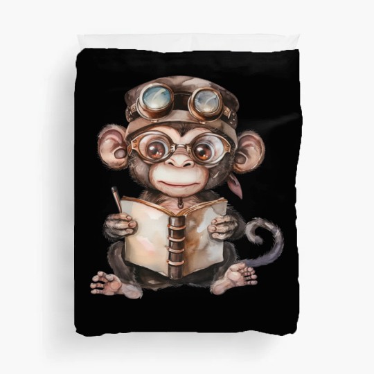 Watercolor Cute Reading Animals, Reading Animal Duvet Covers