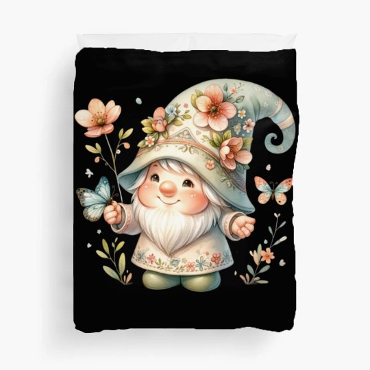 Cute Gnomes Clipart - Adorable Garden Gnome Duvet Covers