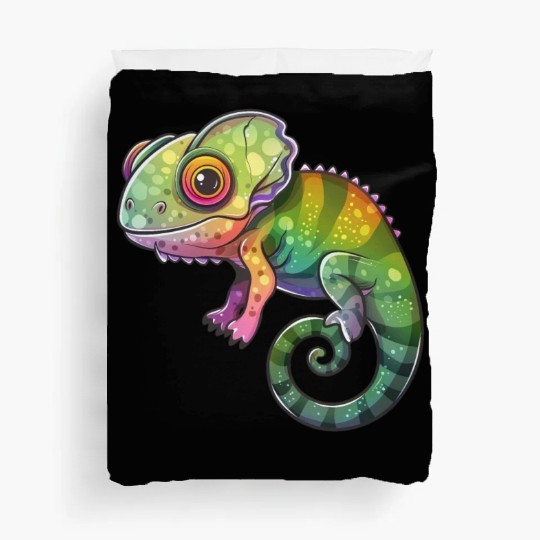 Colorful Chameleon Fantasy Creature Duvet Covers