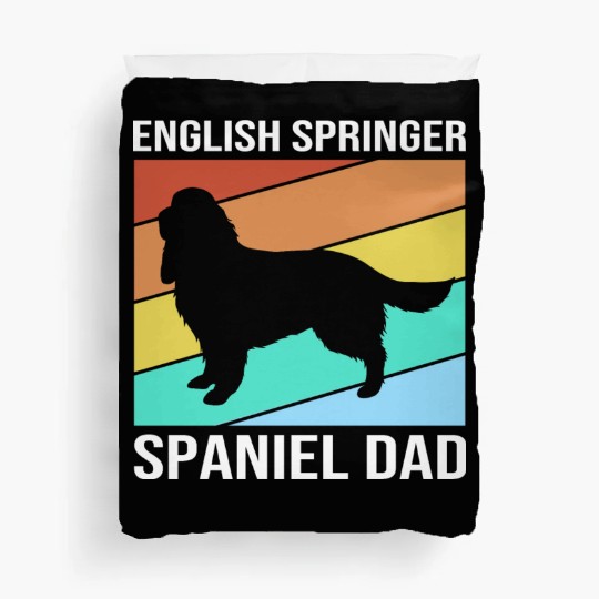 Retro Dog Fathers Day English Springer Spaniel Dad Duvet Covers