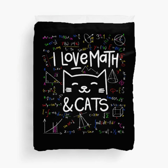 Cat Lover, Math, I Love Math And Cats, Math Lover Duvet Covers