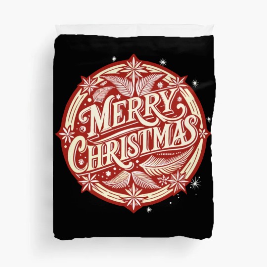 White and Red Merry Christmas Graphic Duvet Covers