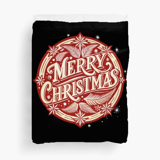 White and Red Merry Christmas Graphic Duvet Covers