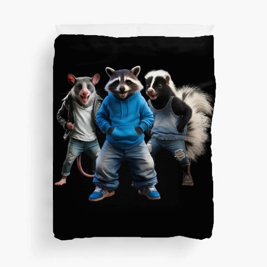 STREET CATS, RACCOON POSSUM SKUNK Duvet Covers