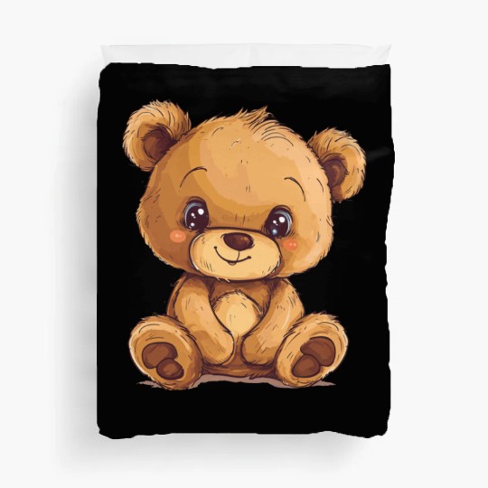 Cute Kawaii Teddy Bear Clipart, Cute Teddy Bear Duvet Covers