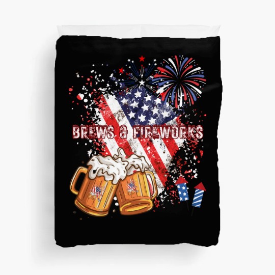 Brews & Fireworks 4th of July Independence Day Duvet Covers