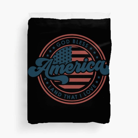 4th of July Retro US Flag God Bless America Funny Duvet Covers