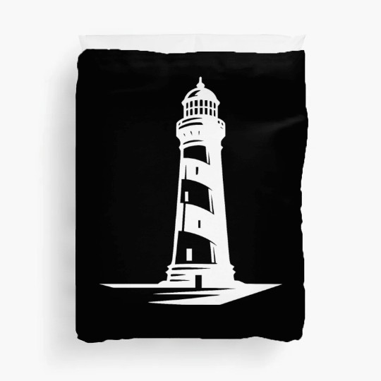 Old Lonely Striped Coastal Lighthouse Duvet Covers