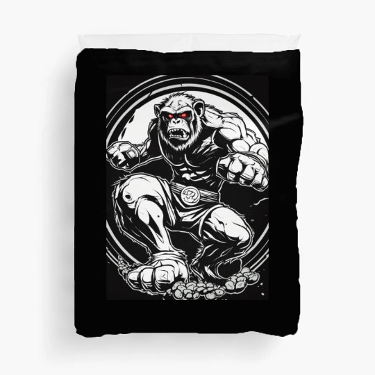 Zombie ape street fighter black and white circle l Duvet Covers