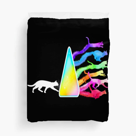 Funny Science Nerd, Geek Cat Physics Rainbow Duvet Covers