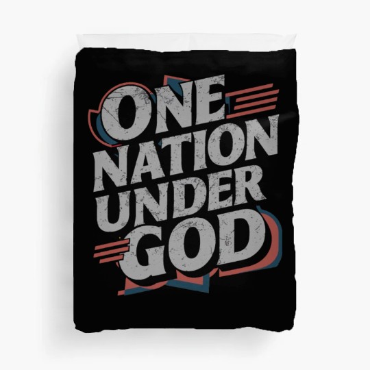 One Nation Under God Christian Pride Retro US Flag Duvet Covers
