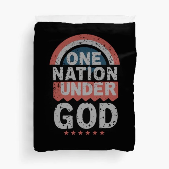 One Nation Under God Christian Pride Retro US Flag Duvet Covers