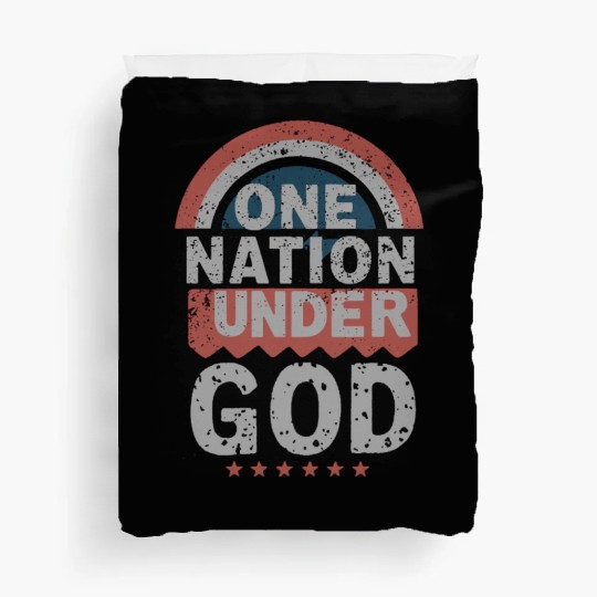 One Nation Under God Christian Pride Retro US Flag Duvet Covers