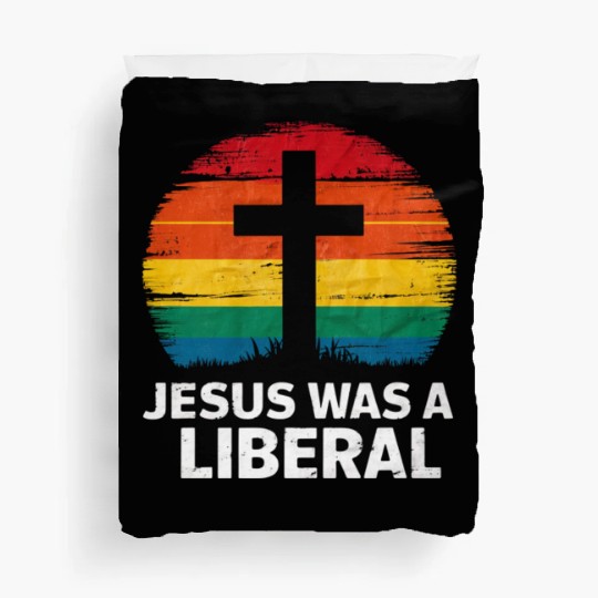 Jesus Was A Liberal Retro Sunset Progressive Duvet Covers