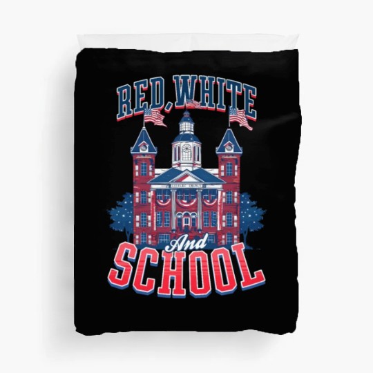 Patriotic Teacher Red, White, and School Duvet Covers