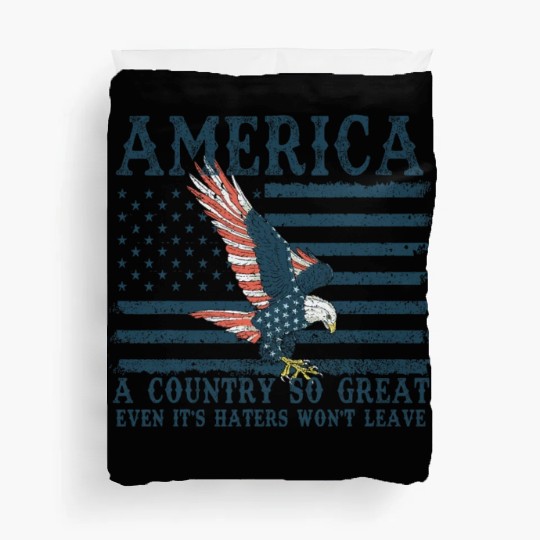 It's Haters Won't Leave Retro US Flag Eagle Merica Duvet Covers