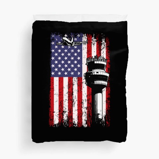 American Flag US, air traffic controller Duvet Covers
