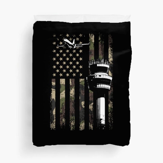 American Flag US, air traffic controller Duvet Covers