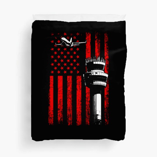 American Flag US, air traffic controller Duvet Covers