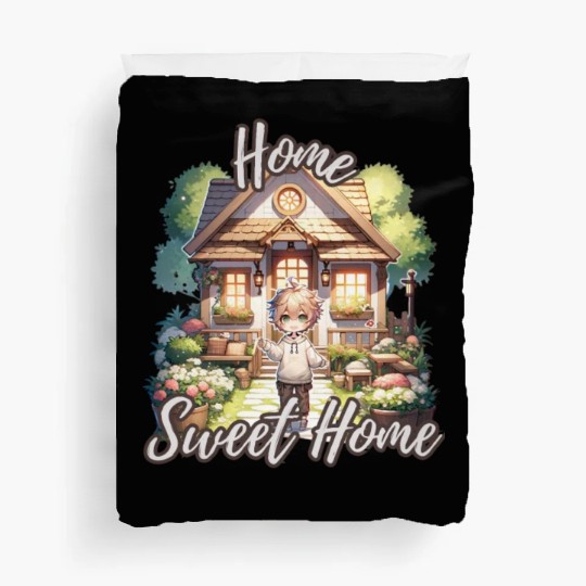 Home Sweet Home House Cabinand Person Waving 1 Duvet Covers