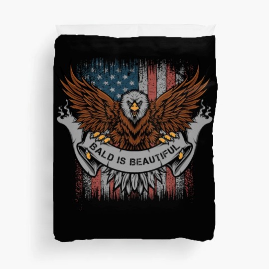 Bald Is Beautiful US Flag 4th Of July Funny Eagle Duvet Covers