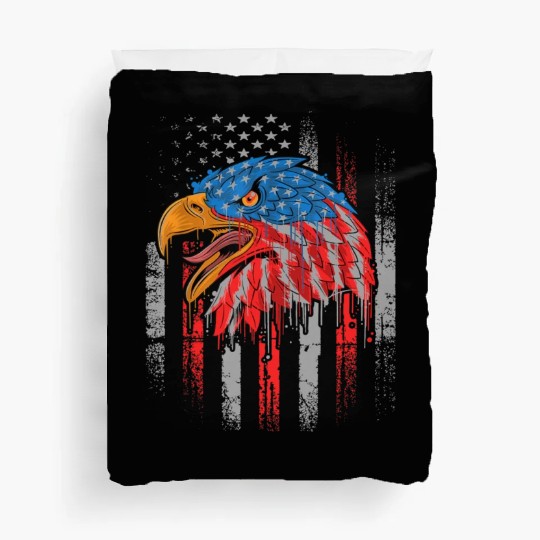 Retro US Flag Funny 4th July Bald Eagle Patriotic Duvet Covers