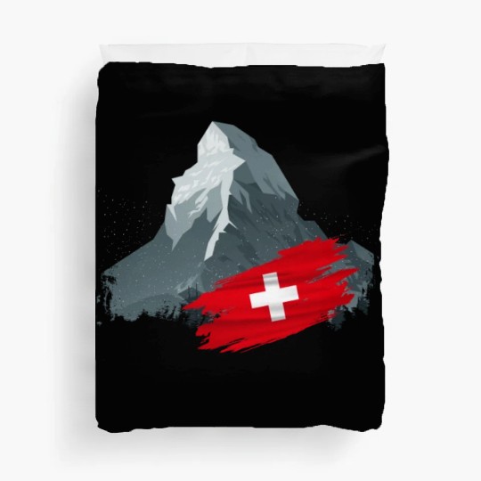 Vacation Skiing, Hiking, Mountain Switzerland Duvet Covers