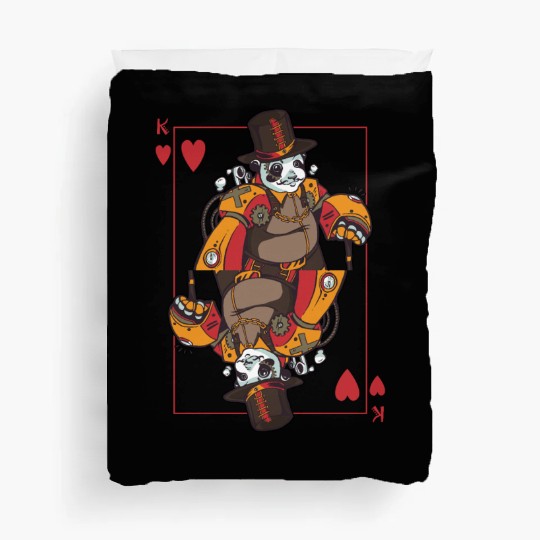 Panda Steampunk Card Game Heart King Poker Duvet Covers