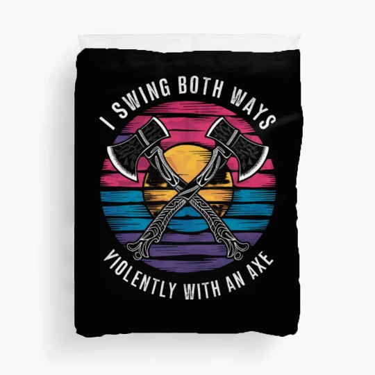 Bisexual I Swing Both Ways Axe Funny Bi Pride Flag Duvet Covers