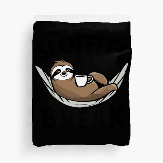 Relaxing Sloth Coffee Lover Fun Coffee Break Duvet Covers