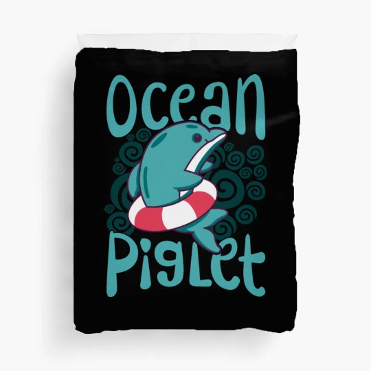 Funny Dolphin Lover Ocean Piglet Graphic for Aquat Duvet Covers
