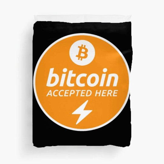 Bitcoin Accepted Here via Lightning Promo Duvet Covers