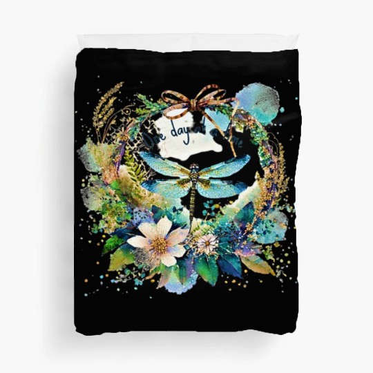 One day at a time dragonfly floral Duvet Covers
