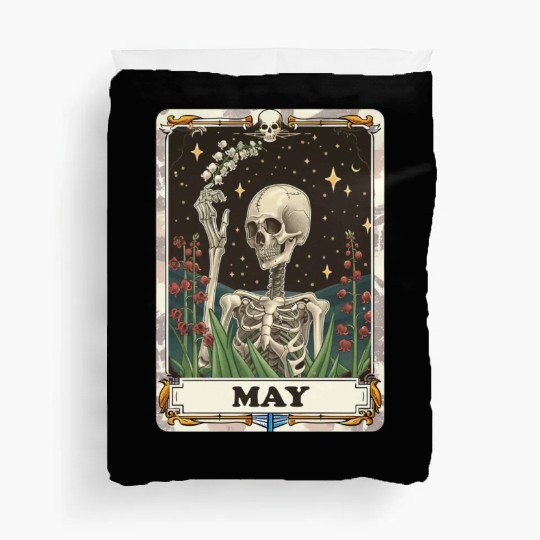 May Gothic Tarot Card - Lily of the Valley & Skele Duvet Covers