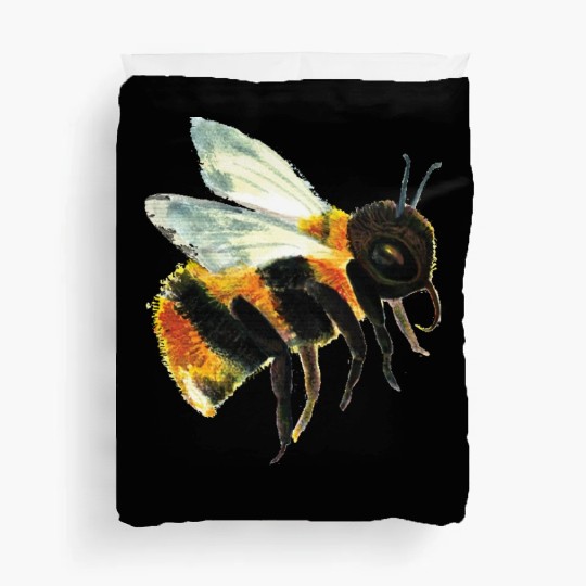 Cute Bumble Bee Flying Illustration Duvet Covers