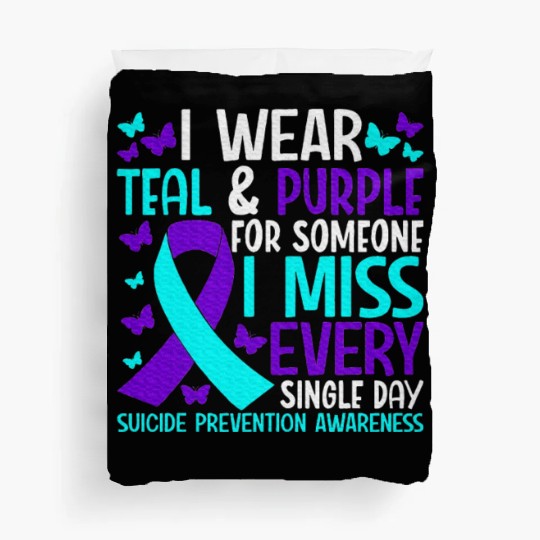 I Wear Teal And Purple For Someone Duvet Covers