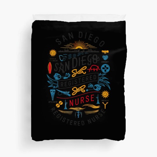 San Diego Registered Nurse Skyline Tribute Graphic Duvet Covers