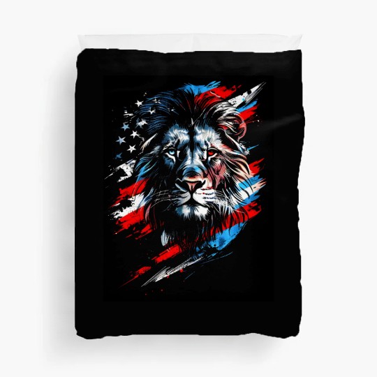 Lion American Flag Duvet Covers