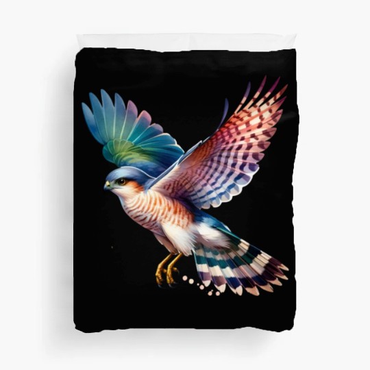 Collared Sparrowhawk in Flight Duvet Covers