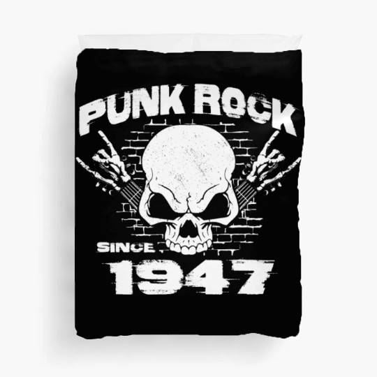 Punk Rock Since 1947 - Skull Rock Hands 77th Duvet Covers
