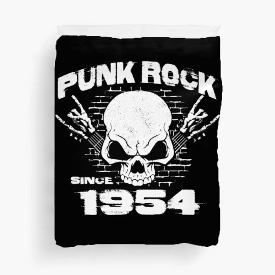 Punk Rock Since 1954 - Skull Rock Hands 70th Duvet Covers