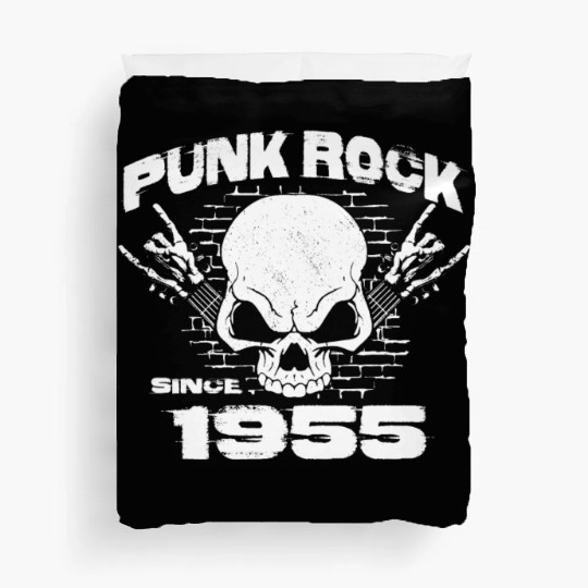 69th Birthday - Punk Rock Since 1955 Skull Rock Duvet Covers