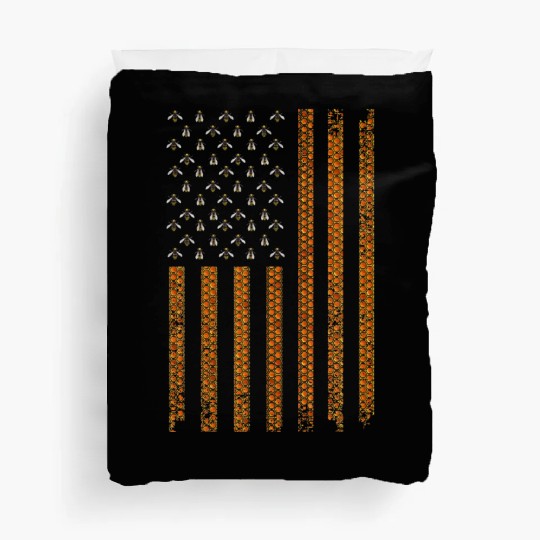 Cool Bee Keeper Art US Flag Honey Beekeeping Duvet Covers