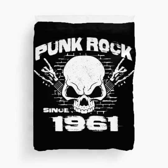 63rd Birthday - Punk Rock Since 1961 Skull Rock Duvet Covers
