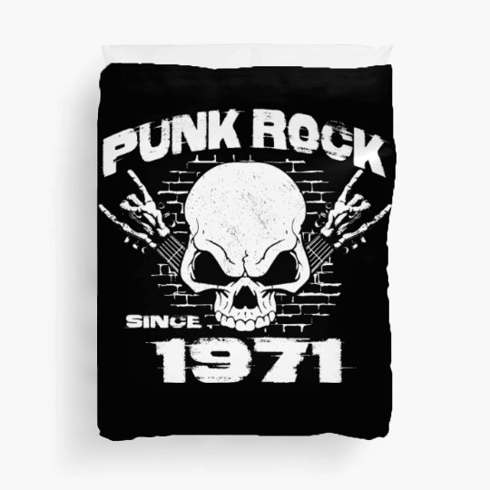 53rd Birthday - Punk Rock Since 1971 Skull Rock Duvet Covers