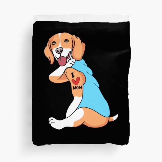 Beagle Mom Tattoo Dog I Love Mom Beagle Duvet Covers