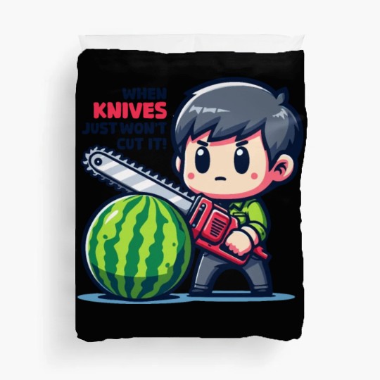Cutting Watermelon - Melon Chainsaw Duvet Covers