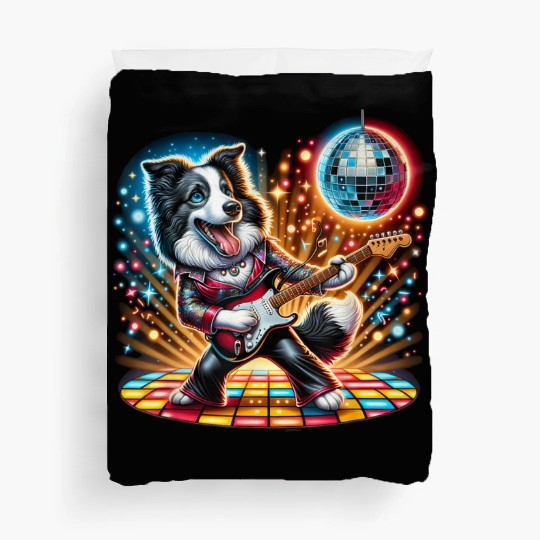 Disco Border Collie dog Duvet Covers